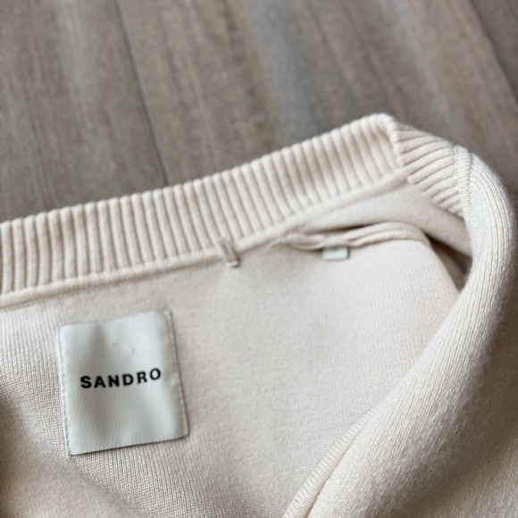 Sandro Barey Coat Cardigan zip up cream size small - Picture 4 of 7